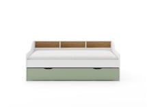Lit gigogne avec rangement 90x200 AEL - Blanc/Vert - 9