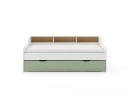 Lit gigogne avec rangement 90x200 AEL - Blanc/Vert - 9