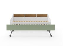 Lit gigogne avec rangement 90x200 AEL - Blanc/Vert - 10