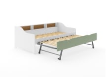 Lit gigogne avec rangement 90x200 AEL - Blanc/Vert - 7