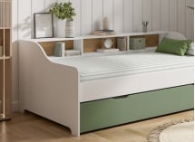 Lit gigogne avec rangement 90x200 AEL - Blanc/Vert - 5