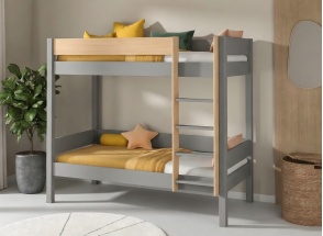 Stapelbed van massief grenenhout 90x190 HOYA - Grijs/Grenen