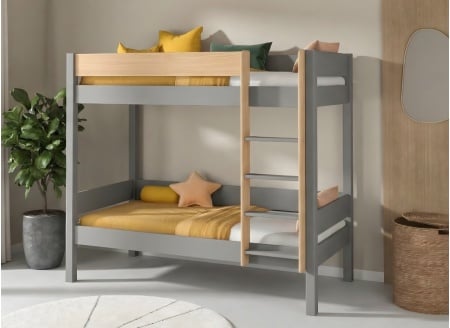Lit superposé en pin massif 90x190 HOYA Gris - 1