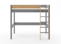 Lit mezzanine 90x190cm en pin massif HOYA Gris - 6