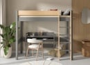 Lit mezzanine 90x190cm en pin massif HOYA Gris - 3