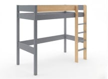 Lit mezzanine 90x190cm en pin massif HOYA Gris - 7