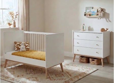 Chambre bébé duo - ADELE Blanc/Chêne - 2