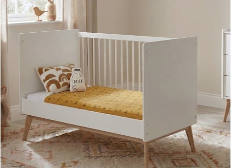 Uitgroeibaar babybed 70x140 ADELE - Wit/Eiken