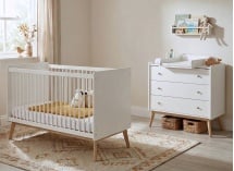 Commode 3 tiroirs ADELE - Blanc/Chêne - 2