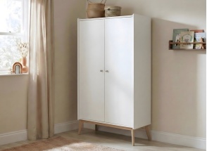 Armoire 2 portes ADELE - Blanc/Chêne
