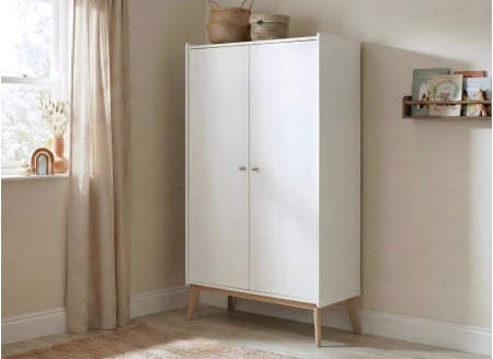 Armoire 2 portes ADELE - Blanc/Chêne - 1