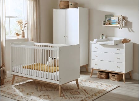 Armoire 2 portes ADELE - Blanc/Chêne - 2