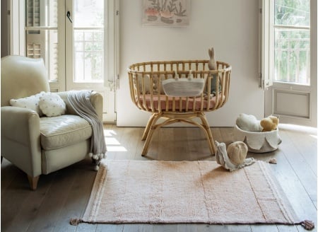 Tapis rectangulaire lavable en coton BLOOM - Rose 1