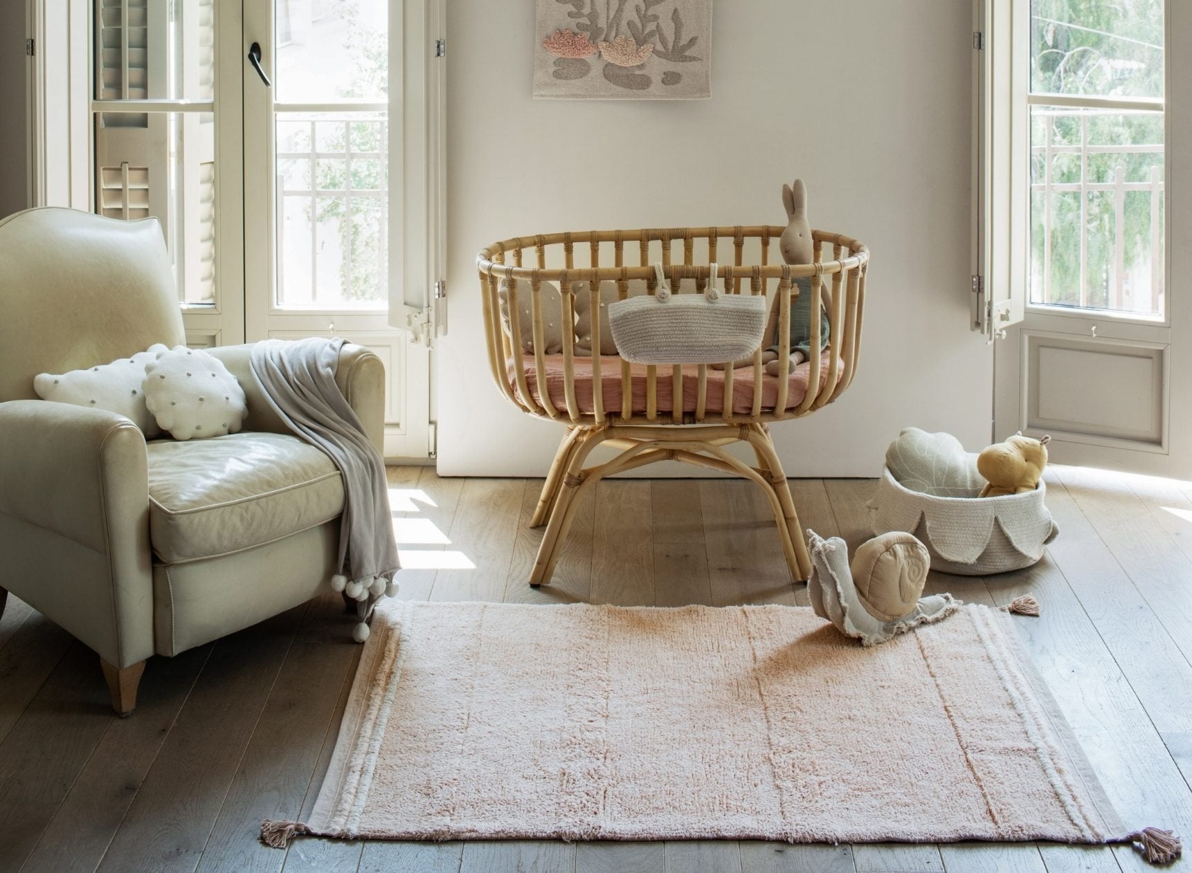 Tapis rectangulaire lavable en coton BLOOM - Rose 1