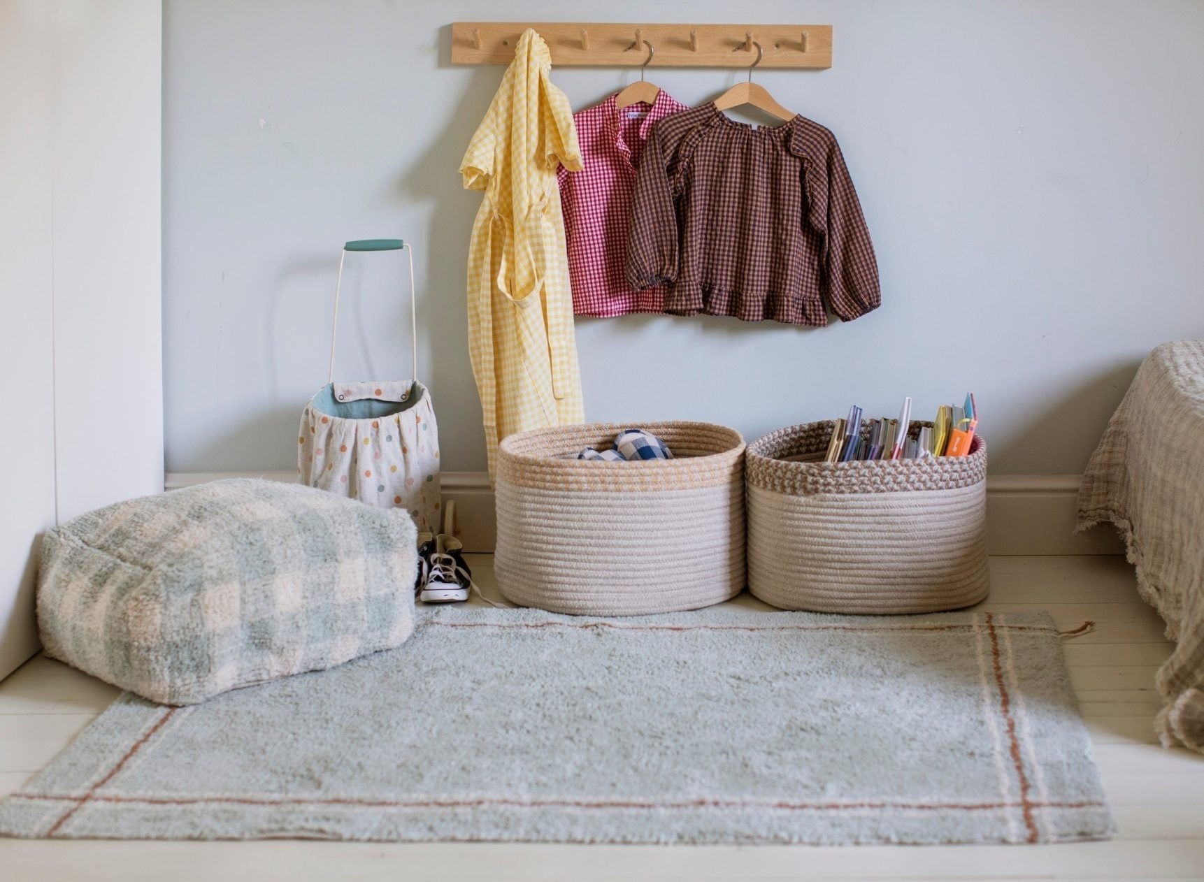Tapis rectangulaire lavable en coton CLOTH - Bleu 1
