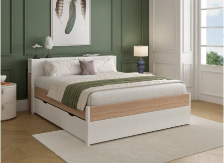 Tweepersoonsbed 160x200 PRADO - Wit/Eiken