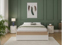 Lit 2 places 140x200 PRADO – Blanc/Chêne - 3