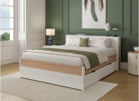 Letto matrimoniale 140x200 PRADO – Bianco/Rovere