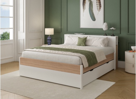 Tweepersoonsbed 140x200 PRADO – Wit/Eiken