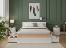 Lit 2 places 140x200 PRADO – Blanc/Chêne - 4