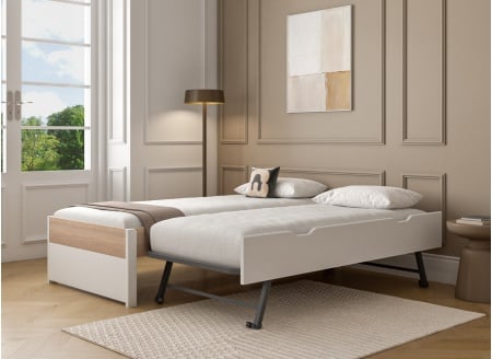 Ausziehbett 90x200 PRADO - Weiß/Eiche