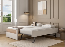 Lit gigogne 90x200 PRADO - Blanc/Chêne - 2