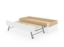 Lit gigogne 90x200 PRADO - Blanc/Chêne - 4