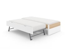 Lit gigogne 90x200 PRADO - Blanc/Chêne - 5
