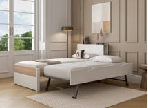 Lit gigogne 90x200 PRADO - Blanc/Chêne - 8
