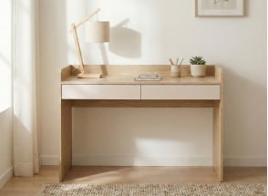 Bureau avec 2 tiroirs LILO -  Chêne/Sable