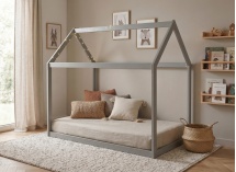 Lit cabane 90x140 évolutif ELLY  Gris - 1