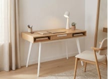 Bureau en bois VINTAGE - Blanc/Chêne 1