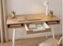 Bureau en bois VINTAGE - Blanc/Chêne 3