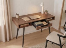Bureau en bois 1 tiroir VINTAGE - Noyer - 3