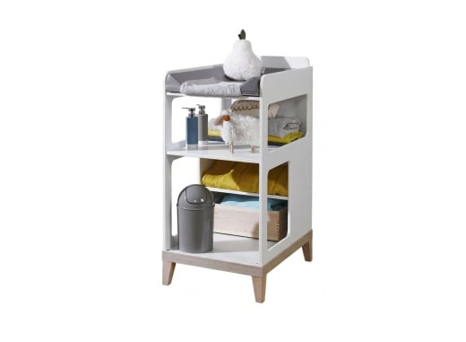 Table à langer bébé VOLT – Blanc/Hêtre 2
