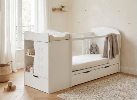 Lit bébé évolutif BYRON Blanc - 1