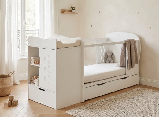 Lit bébé évolutif BYRON Blanc - 1