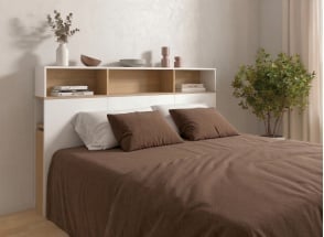 Tête de lit 160 avec réhausse PRADO - Blanc/Chêne