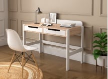 Bureau 2 tiroirs PRADO – Blanc/Chêne 1
