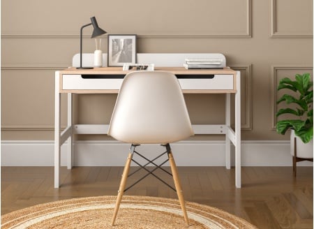 Bureau 2 tiroirs PRADO – Blanc/Chêne 2