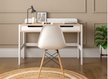 Bureau 2 tiroirs PRADO – Blanc/Chêne 2