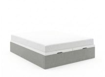 Lit coffre 160x200 en tissu grainé ALOE - Gris clair - 6