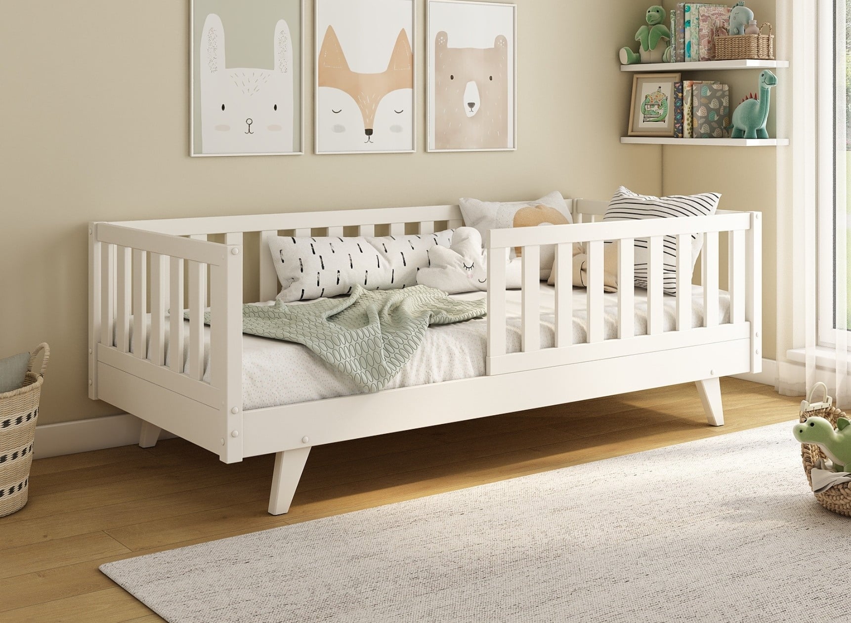 Lit enfant avec barrière amovible en pin massif UGO - 1