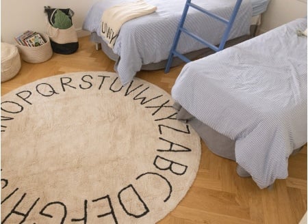 Tapis rond lavable 100% coton ABC Beige - 1