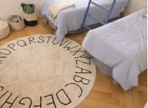 Tapis rond lavable 100% coton ABC Beige - 1