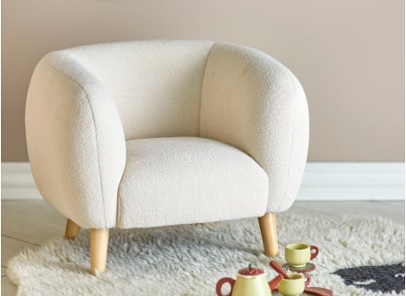 Fauteuil enfant tissu bouclette CADE - Blanc 1