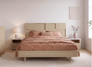 Tweepersoonsbed 180x200 met hoofdbord LUMA - Licht eiken