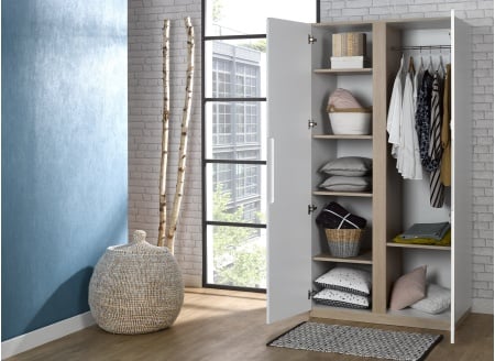 Armoire 2 portes PRADO – Blanc/Chêne Nateo Concept - 2