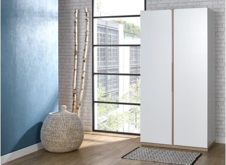Armoire 2 portes PRADO – Blanc/Chêne Nateo Concept - 1