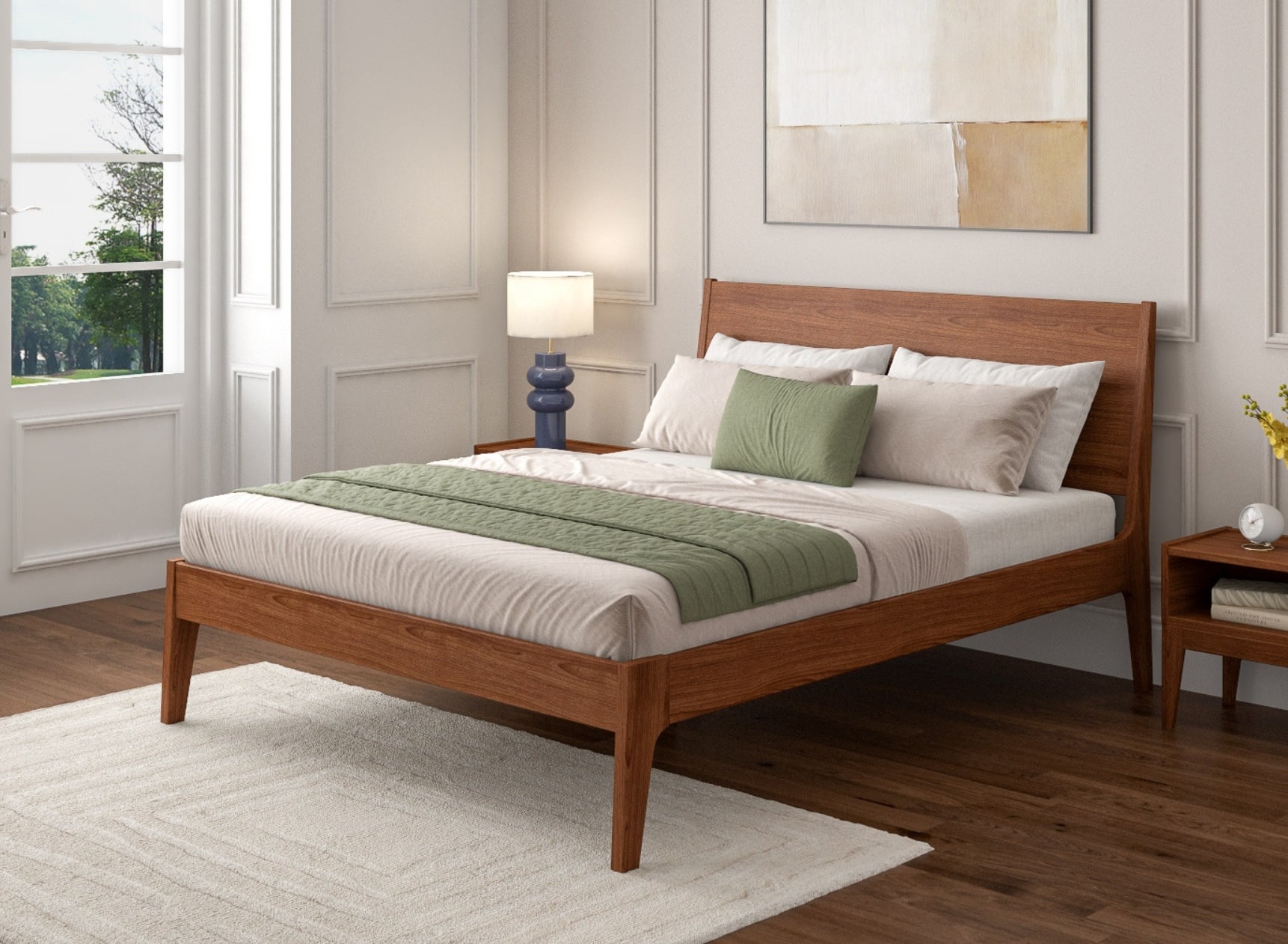 Lit en bois massif 140x200 GABRIEL - Noyer 1